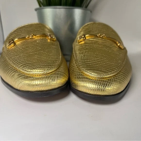 Sam Edelman Linnie Bit Mule Loafers Gold Croc Size 8 - Picture 3 of 7